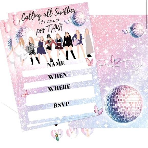 20 Taylor Swift Party Invitations With Envelopes and Stickers - Picture 1 of 4